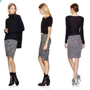 ARITZIA Wilfred Free Tyra Heathered Black Ruched Pencil Skirt N NEW
